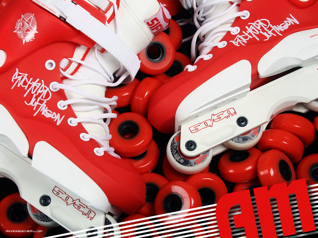 Red roller skates white wheels free wallpaper - medium preview image