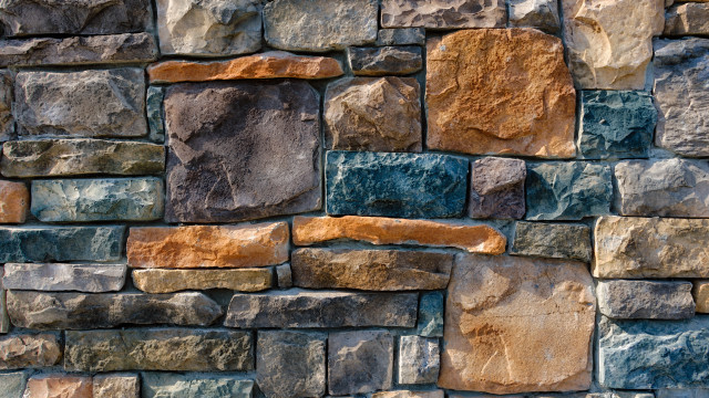 Stone wall brown blue pattern free wallpaper - medium preview image