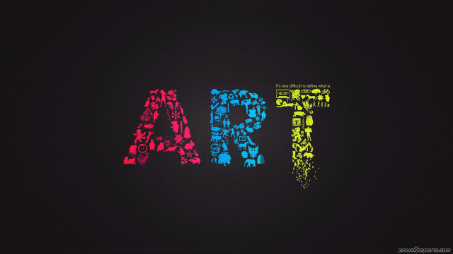 Black background multicolored letters art free wallpaper - medium preview image