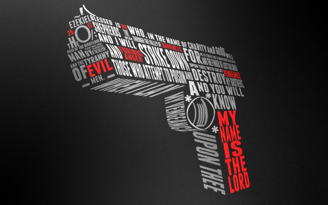 Gun words red black background free wallpaper - medium preview image