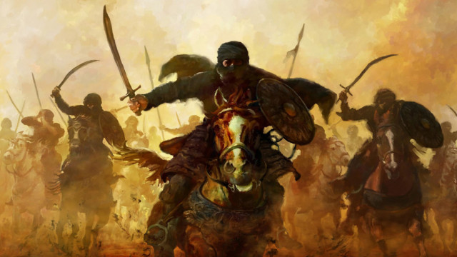 Man horse swords riding battle free wallpaper - medium preview image