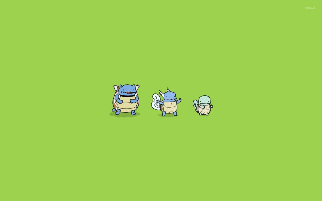 Green background three cartoon characters free wallpaper - medium preview image
