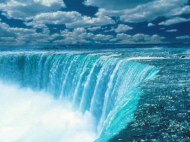 Waterfall boat sky clouds water free wallpaper - medium preview image