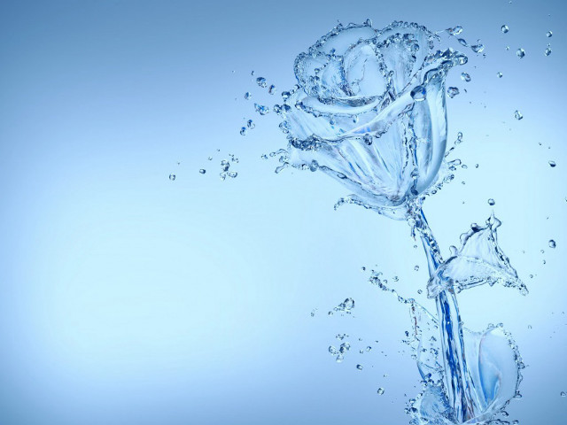 Flower dropping into water blue free wallpaper - medium preview image