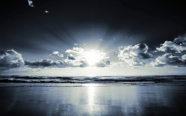 Sunshine clouds ocean beach waves #6 free wallpaper - medium preview image