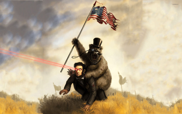 Man holding flag bear hill free wallpaper - medium preview image