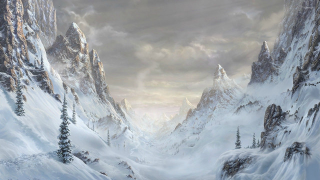 Snowy mountain landscape sky clouds free wallpaper - medium preview image