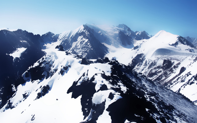 Snowy mountain range clouds blue free wallpaper - medium preview image