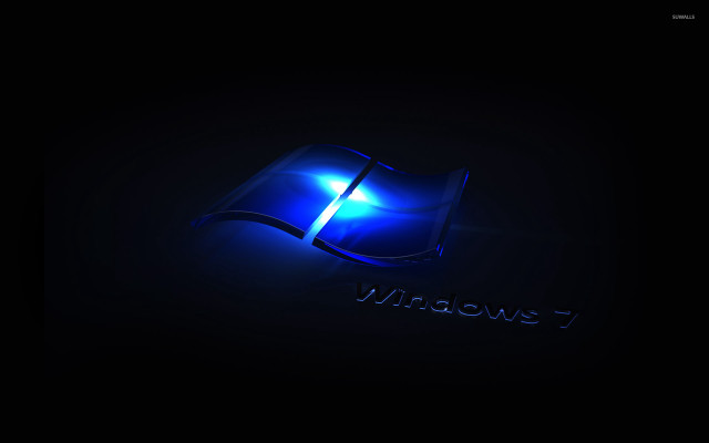 Blue windows 7 logo black free wallpaper - medium preview image