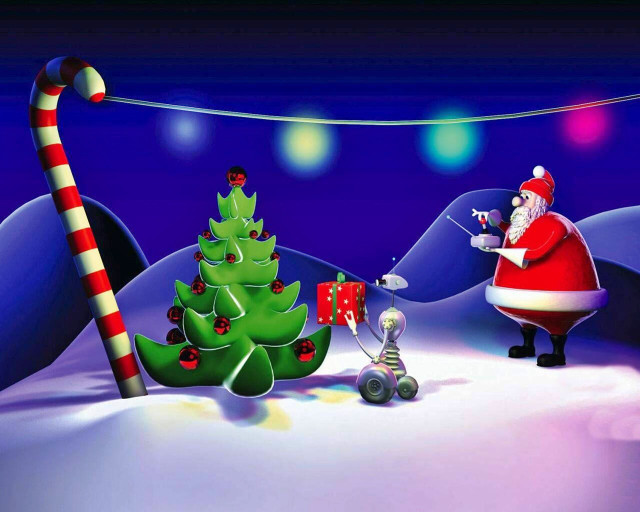 Santa christmas tree candy cane free wallpaper - medium preview image