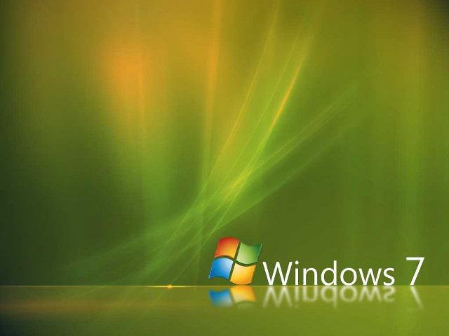 Green background windows7 logo reflection free wallpaper - medium preview image