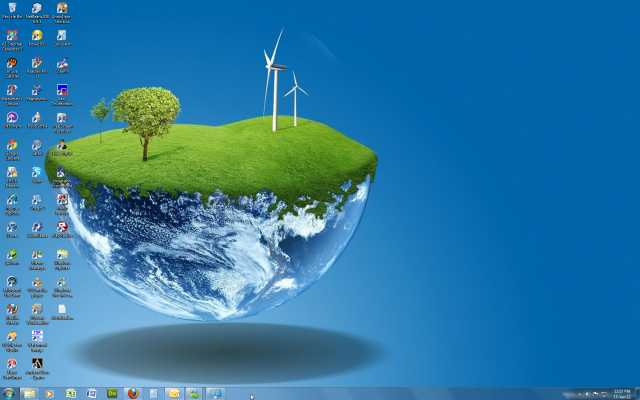 Desktop computer green island windmills free wallpaper - medium preview image