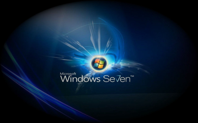 Blue background windows seven logo free wallpaper - medium preview image
