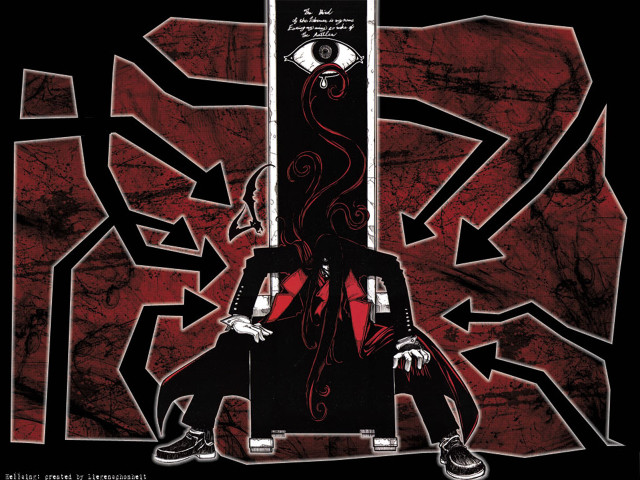 Man chair red background arrows free wallpaper - medium preview image