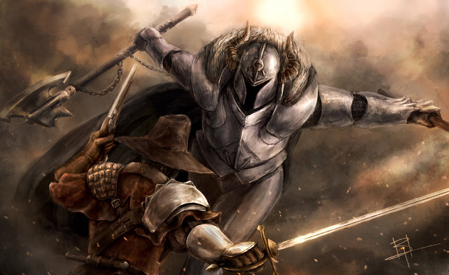 Man woman sword painting holding free wallpaper - medium preview image