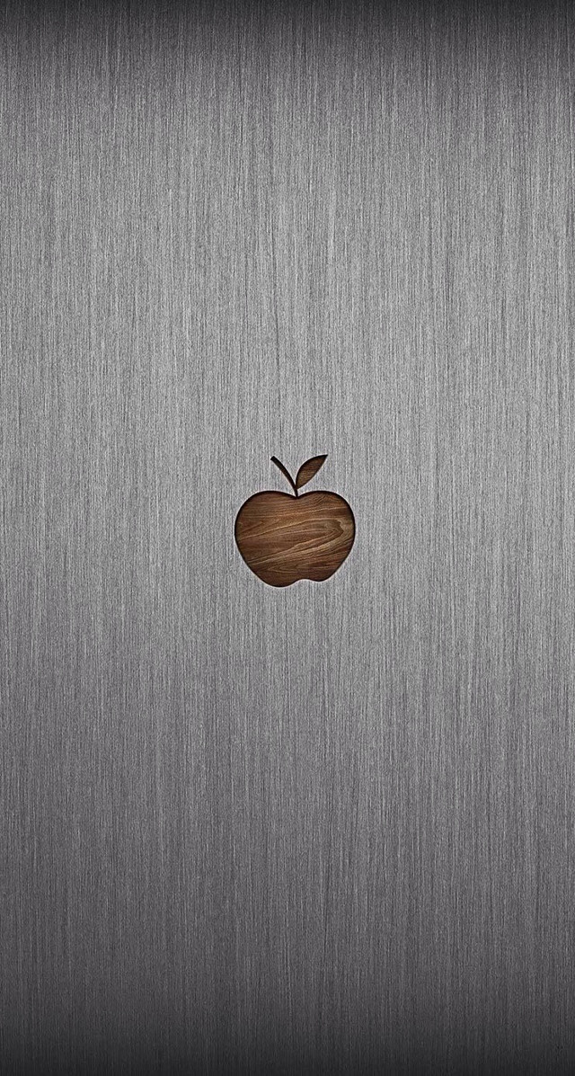 Metal apple wooden screen rendering free wallpaper - medium preview image