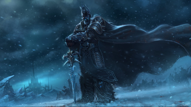 Man black cloak snowy castle free wallpaper - medium preview image
