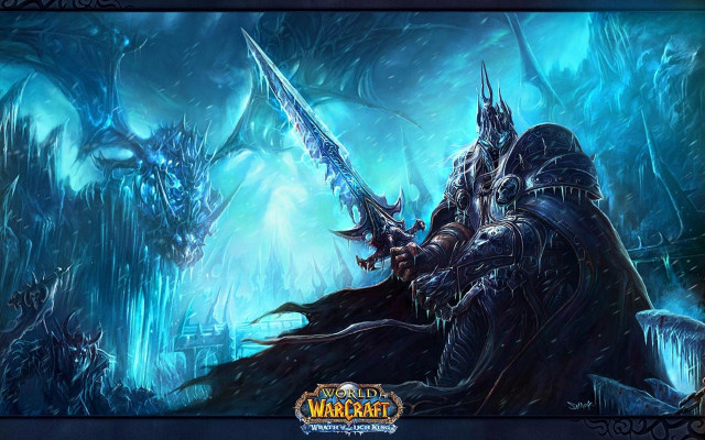 Man sword dragon blue background free wallpaper - medium preview image