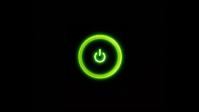 Green glowing button black background free wallpaper - medium preview image