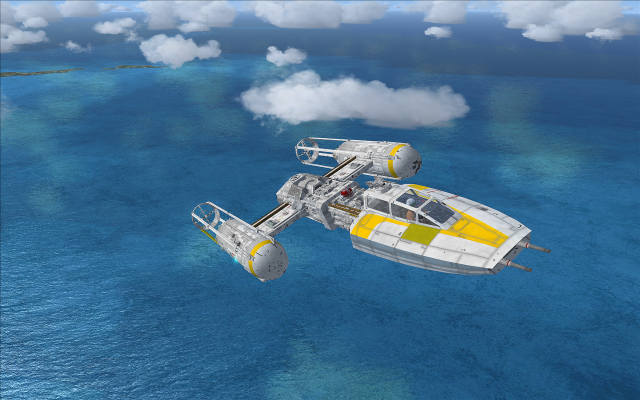 Spaceship floating ocean clouds stripe free wallpaper - medium preview image