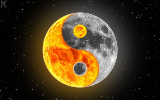 Yin yang full moon stars free wallpaper - medium preview image