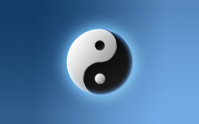 Yin yang symbol blue background free wallpaper - medium preview image