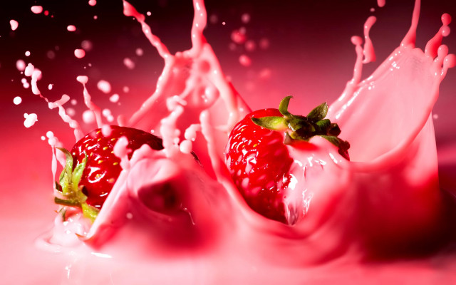 Strawberry splashing pink liquid water #2 free wallpaper - medium preview image