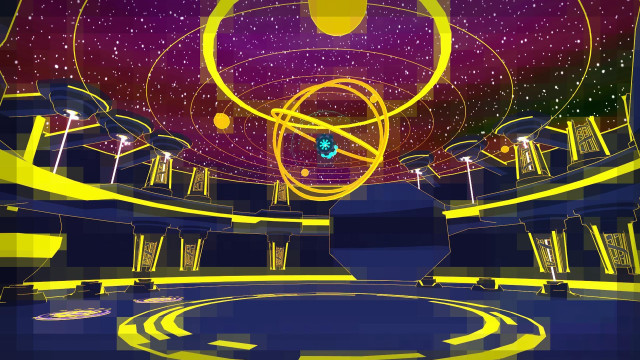 Futuristic room circular ceiling yellow free wallpaper - medium preview image