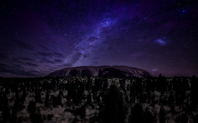 Night sky mountain trees purple free wallpaper - medium preview image