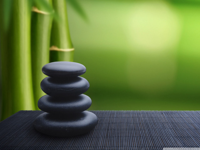 Stacked rocks bamboo mat tranquil free wallpaper - medium preview image