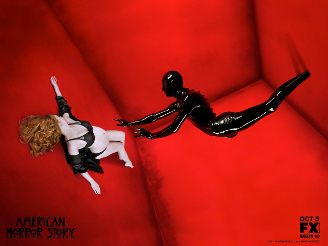 Woman black white outfit red free wallpaper - medium preview image
