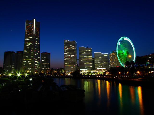 City skyline ferris wheel night #3 free wallpaper - medium preview image