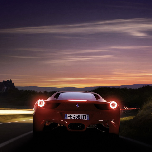 Red sports car night road #10 free wallpaper - medium preview image