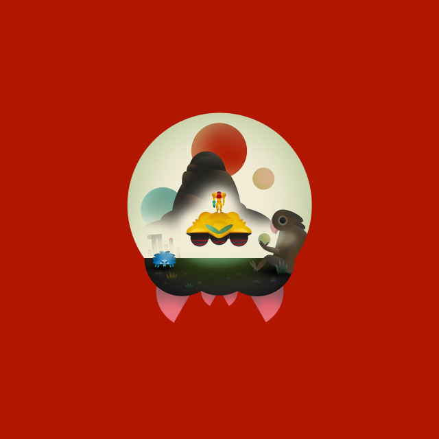 Red background mountain bear circle free wallpaper - medium preview image