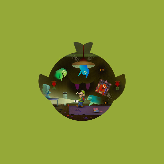 Green cartoon character center image free wallpaper - medium preview image