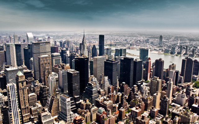 City tall buildings river dark free wallpaper - medium preview image