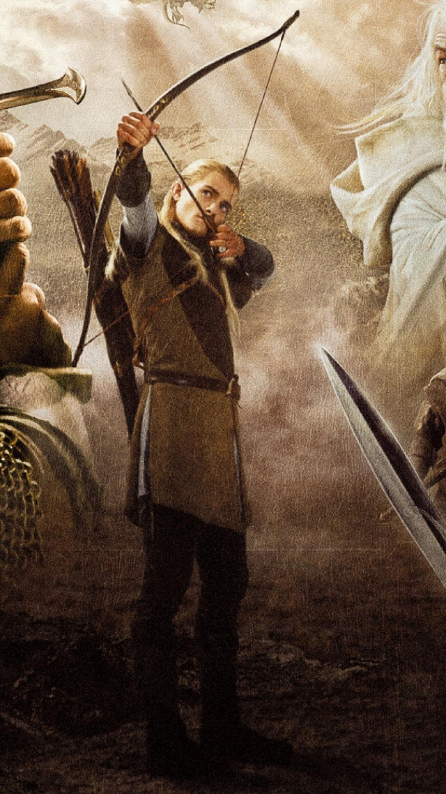Man holding bow arrow painting free wallpaper - medium preview image