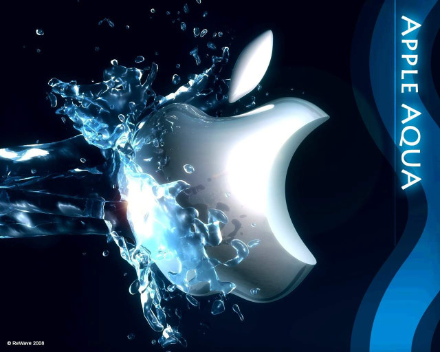 Apple logo water splash blue #2 free wallpaper - medium preview image