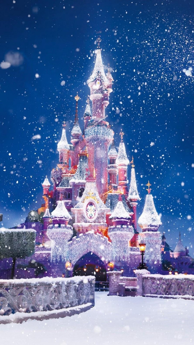 Castle clock snow night snowfall free wallpaper - medium preview image