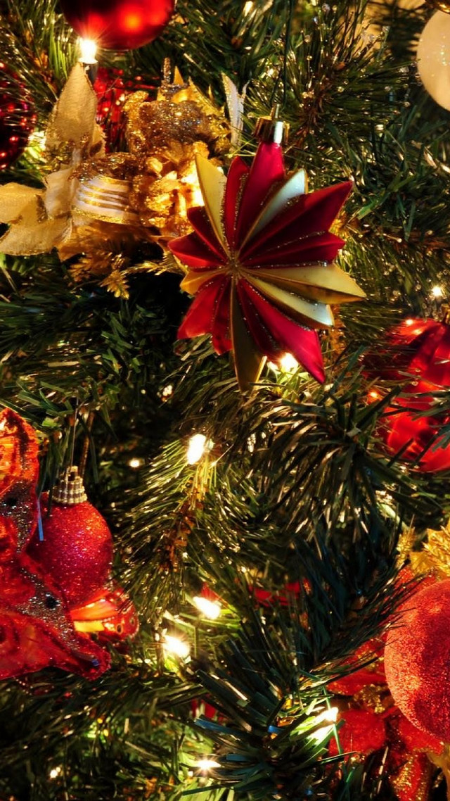 Christmas tree ornaments lights star free wallpaper - medium preview image