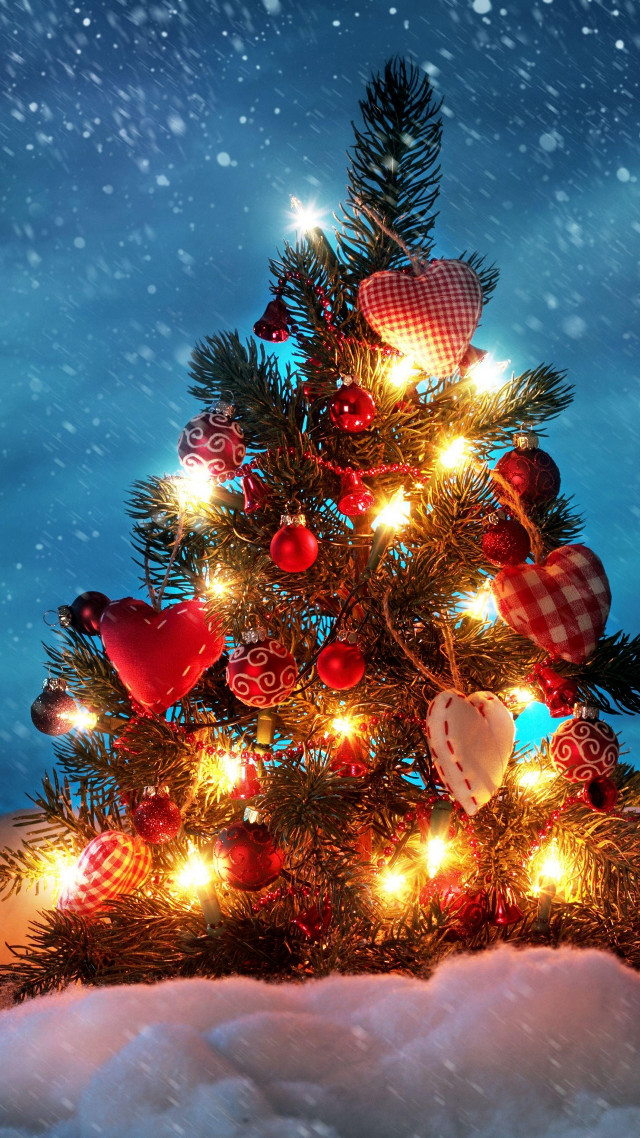 Christmas tree lights ornaments snow #3 free wallpaper - medium preview image