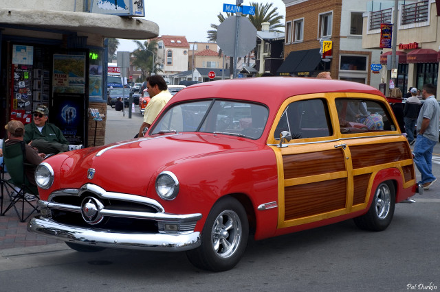 Red yellow car parked road free wallpaper - medium preview image