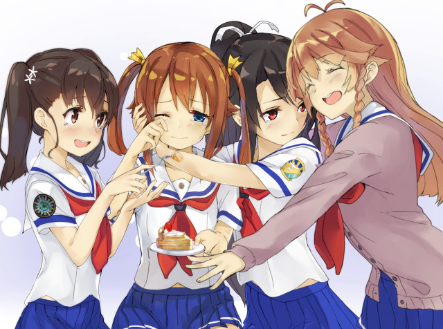 Girls group food pointing air free wallpaper - medium preview image