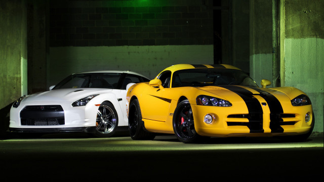 Sports cars parking garage brick free wallpaper - medium preview image
