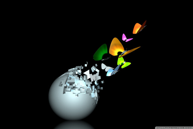 White ball butterflies black background free wallpaper - medium preview image
