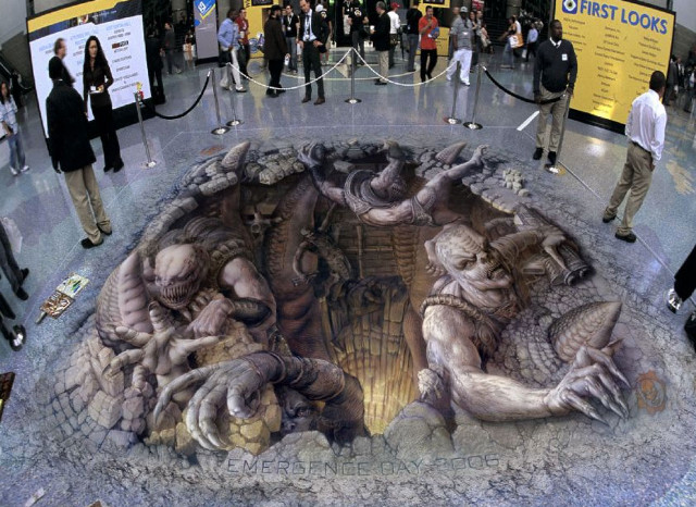 Group people giant statue mural free wallpaper - medium preview image