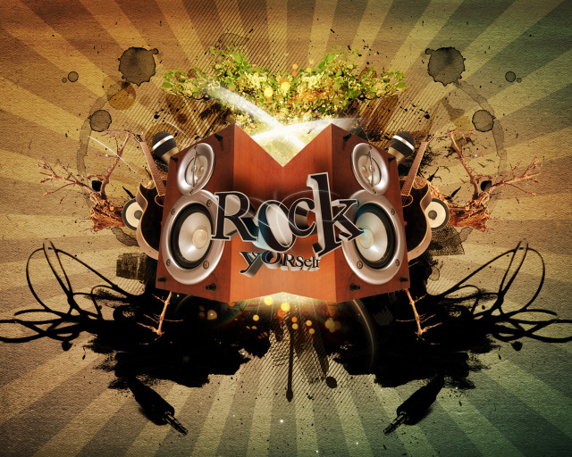 Rock and roll sign speakers free wallpaper - medium preview image