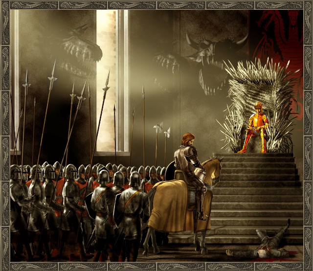 Man throne crowd people armor free wallpaper - medium preview image
