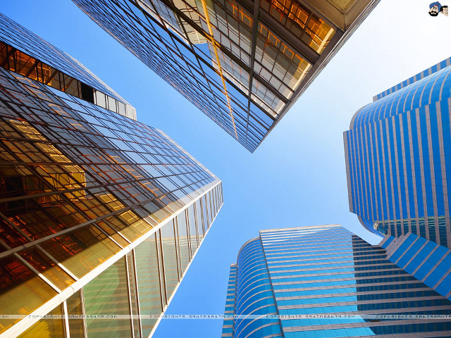 Tall buildings city blue sky free wallpaper - medium preview image