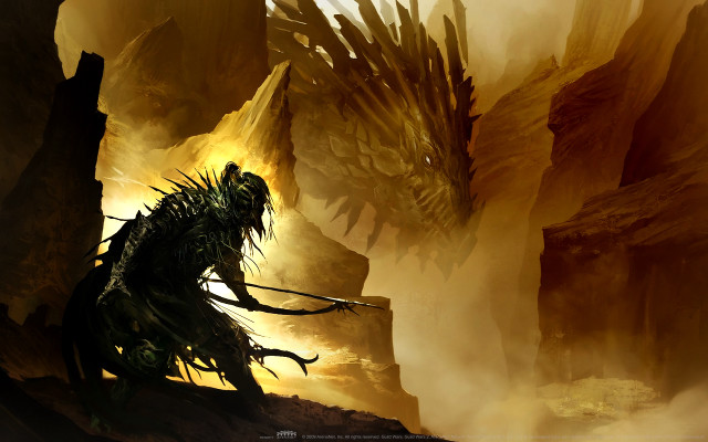 Giant creature sword dragon yellow free wallpaper - medium preview image